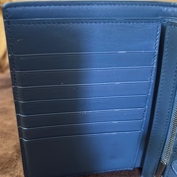 Celine Blue Pebbled Leather Wallet - Picture 5 of 9